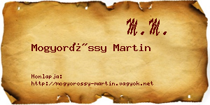 Mogyoróssy Martin névjegykártya